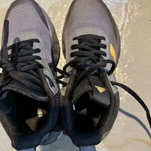 Adidas Black and Gray Basketball Shoes with Yellow Detail